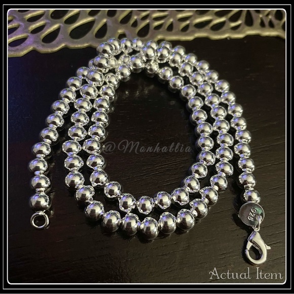 NEW 925 SILVER CLASSIC BEAD NECKLACE - Picture 5 of 5